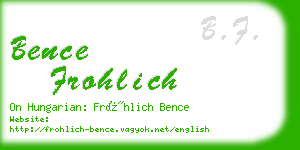 bence frohlich business card